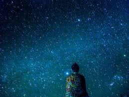 Starry night sky over Himalayan mountains in Himachal Pradesh